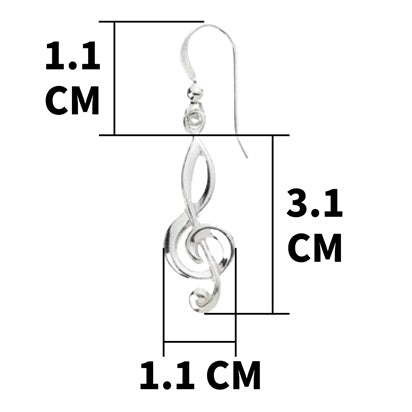 Earrings, Treble Clef - Sterling Silver