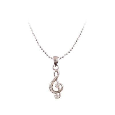 Necklace, Treble Clef with Rhinestones