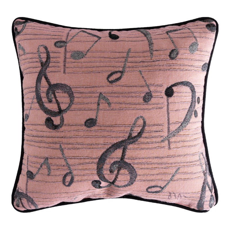Pillow, Music Notes - Rose Pink/Grey