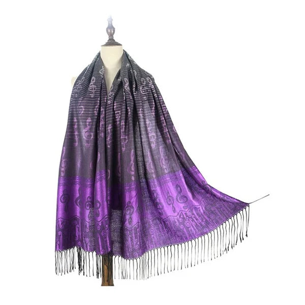 Pashmina Scarf, Treble Clef - Purple