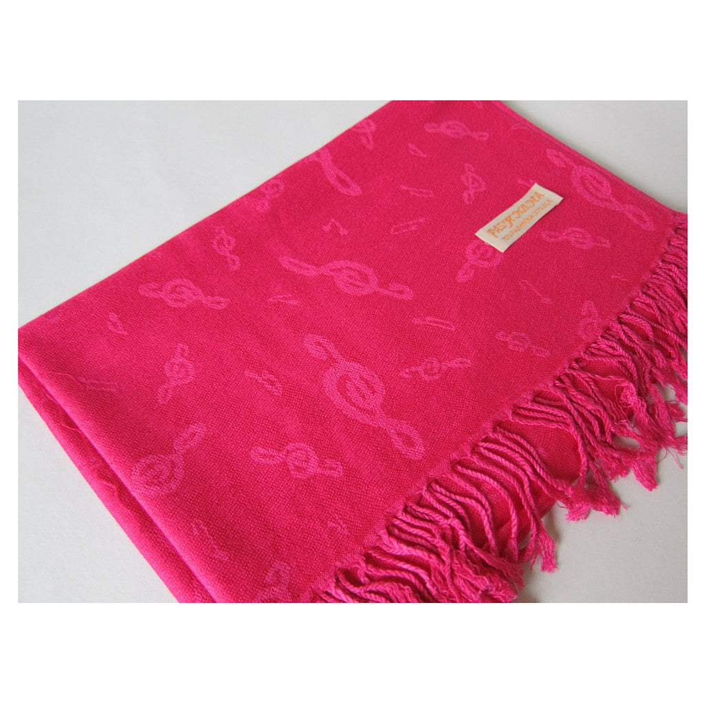 Pashmina Scarf, Treble Clef - Fuchsia