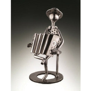 Metal Musician Sculpture, Accordion Player