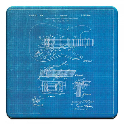 Wooden Drink Coaster, Fender Stratocaster Guitar 1956