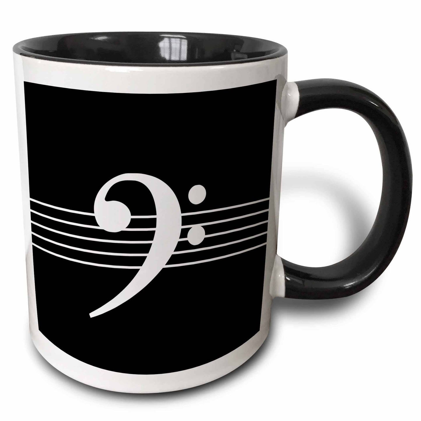 2-Tone Mug, Black Bass Clef