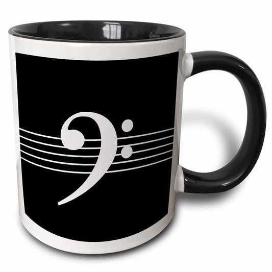 2-Tone Mug, Black Bass Clef