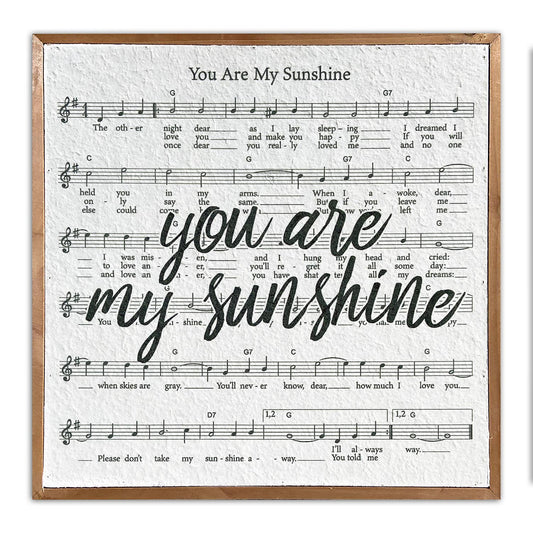 Sign, Pulp Paper Wall Décor, You are my Sunshine / 14x14