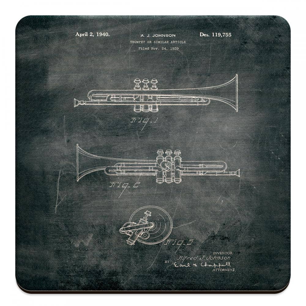 Wooden Drink Coaster, Trumpet 1940