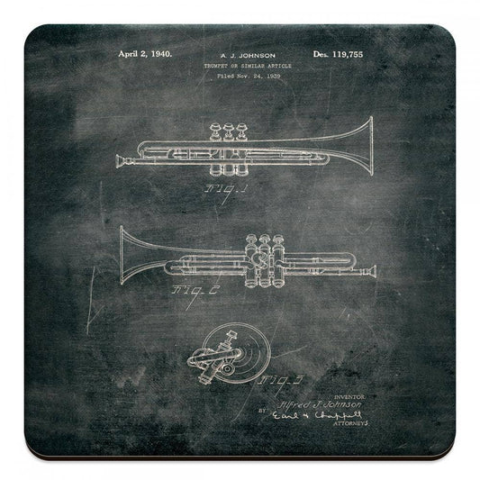 Wooden Drink Coaster, Trumpet 1940