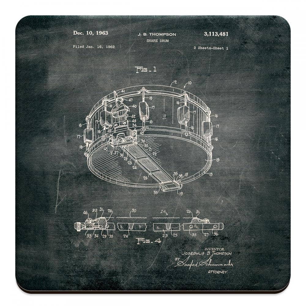 Wooden Drink Coaster, Snare Drum 1963