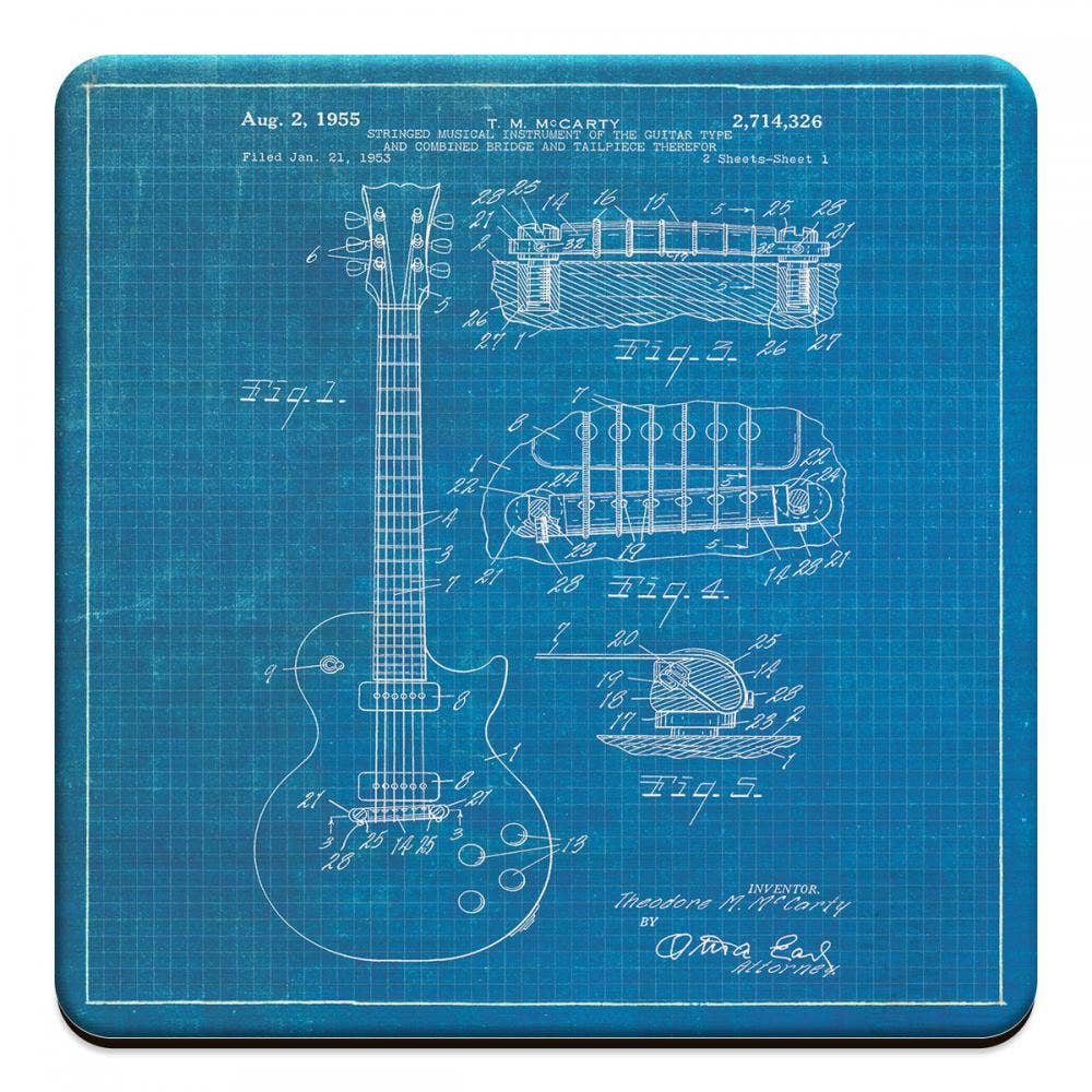 Wooden Drink Coaster, Gibson Guitar 1955