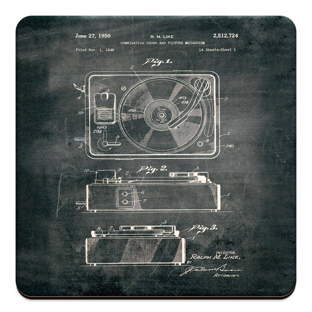 Wooden Drink Coaster, Turntable 1950