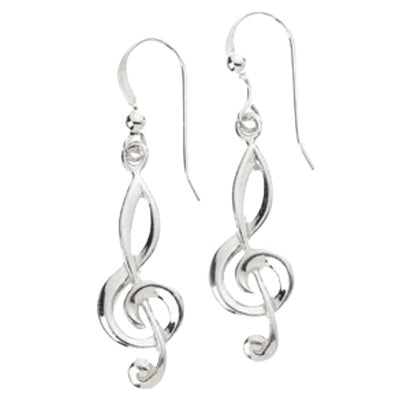 Earrings, Treble Clef - Sterling Silver