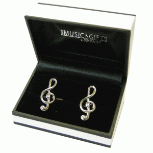 Silver-plated Cuff Links, Treble Clef