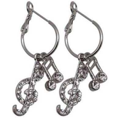 Earrings, Rhinestone, 2-Notes - Silver