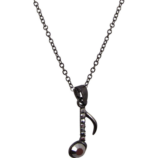 Necklace, 8th Note with Black Crystals