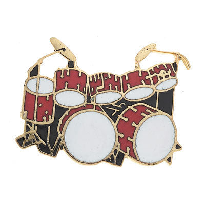 Pin / Tie Tack, Drum Set, Double - Red