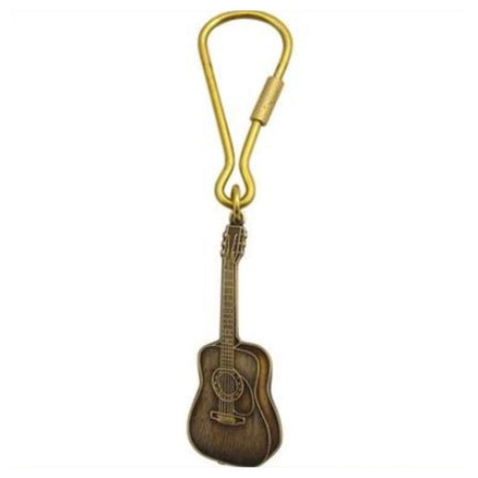 Keychain, Acoustic Guitar, Antique Brass