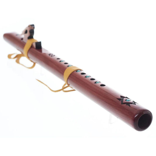 Native American Style Flute, High Spirits - Sparrow Hawk, Key of A - Aromatic Cedar with Turquoise Inlay