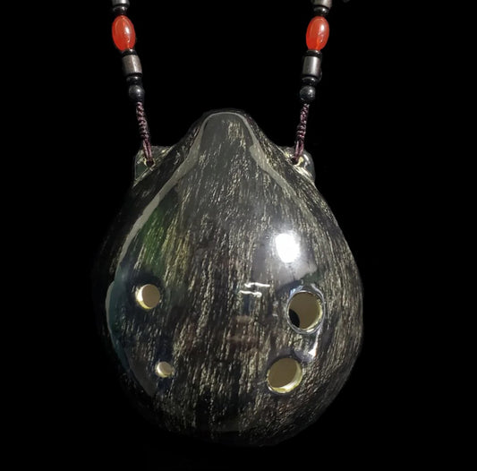 Tenor G Ocarina, Seedpod Design, Brushed Black
