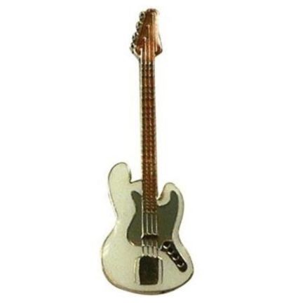 Pin / Tie Tack, Electric Bass Guitar - White