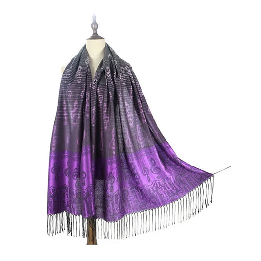 Pashmina Scarf, Treble Clef - Purple