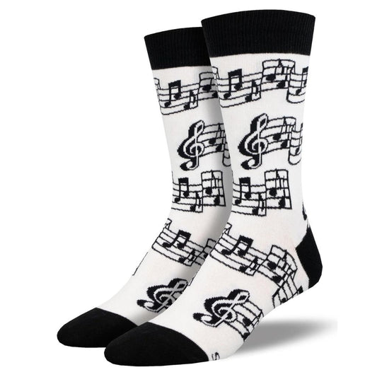 Men's Socks, Tuning Out - White