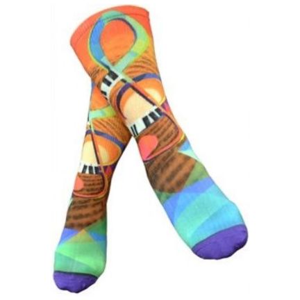 Women's Socks, Treble Clef/Piano Keyboard Sublimation