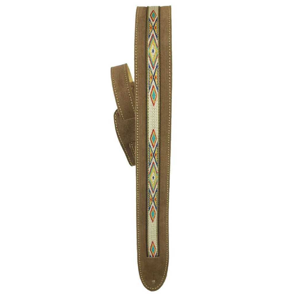 Guitar Strap, 2" Suede with Southwest Braid Center by LM Straps