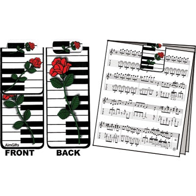 Magnetic Bookmark, Piano Keyboard with Rose