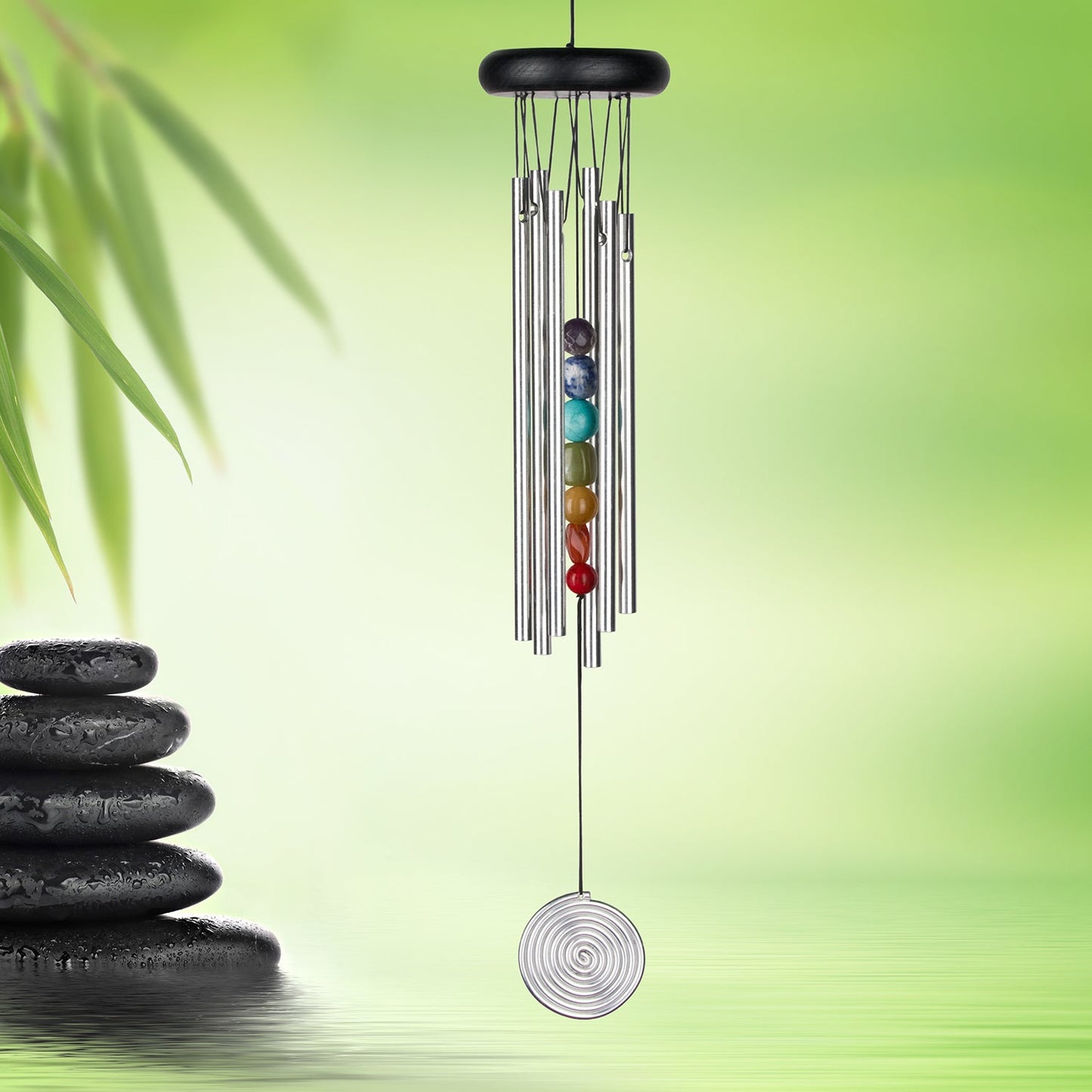 Chakra Chime - Seven Stones, Silver - by Woodstock Chimes