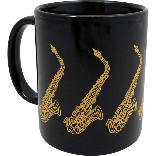 Mug, Black - Saxophone