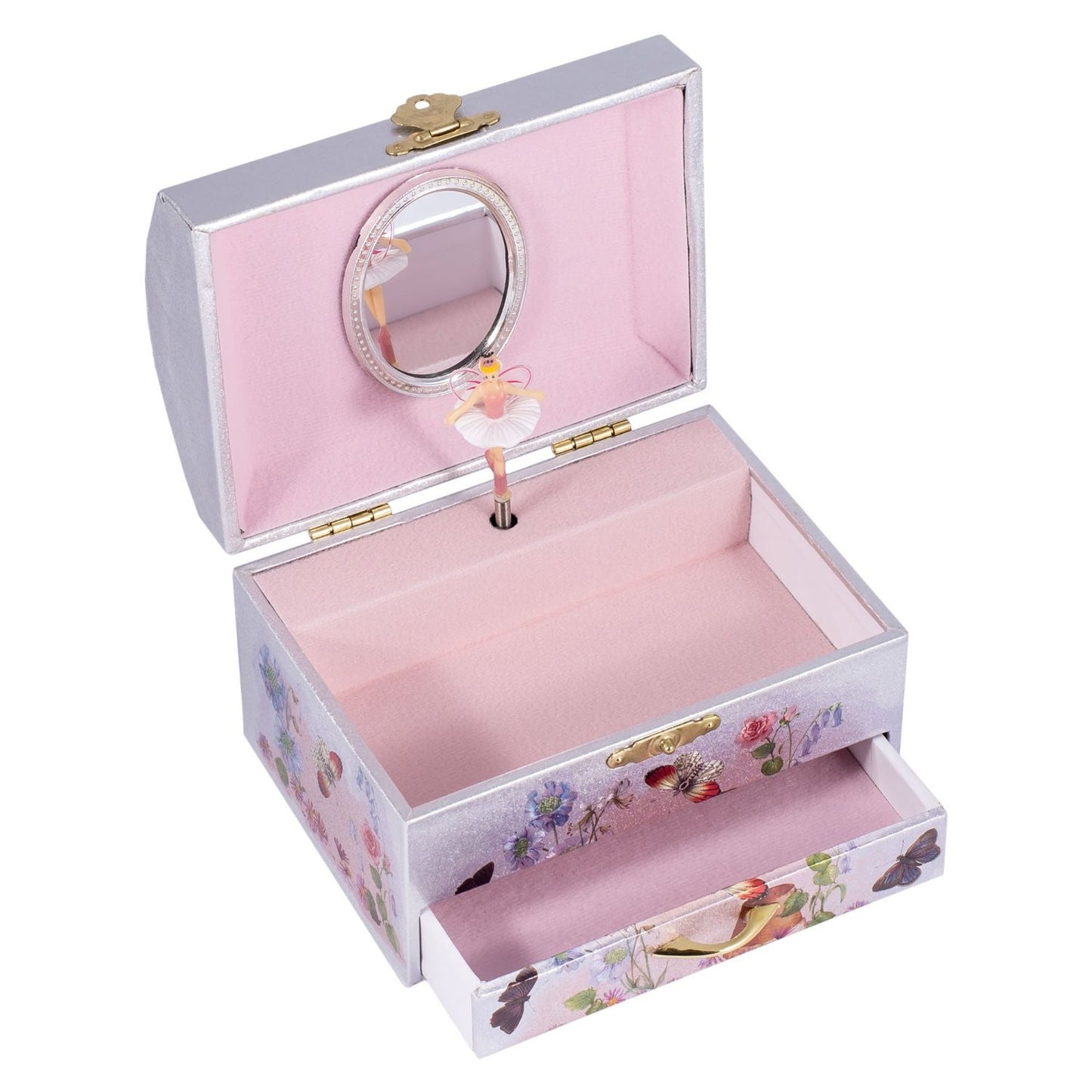 Princess Fairy Musical Jewelry Box, Silver & Pink