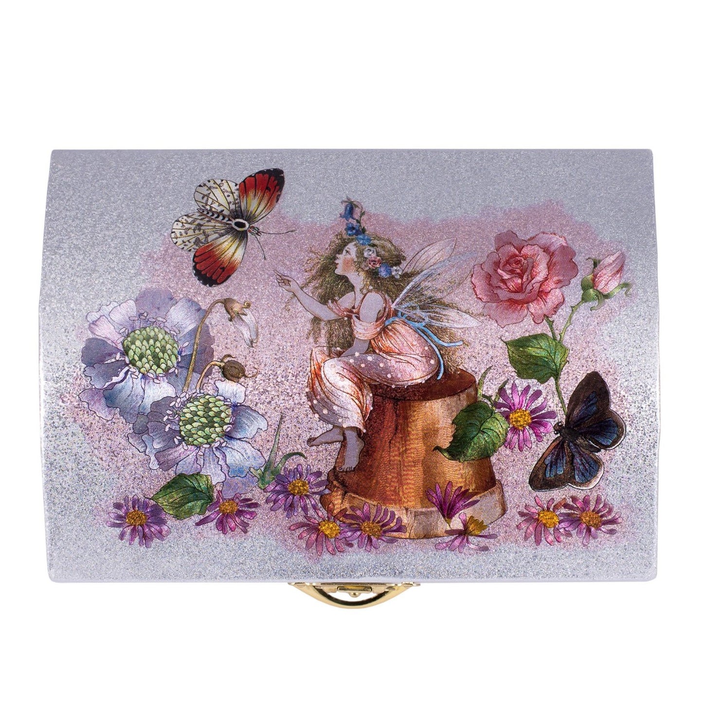 Princess Fairy Musical Jewelry Box, Silver & Pink
