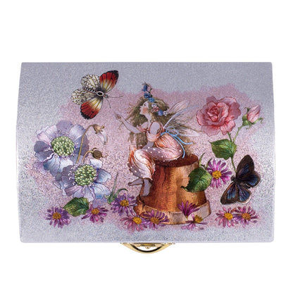 Princess Fairy Musical Jewelry Box, Silver & Pink