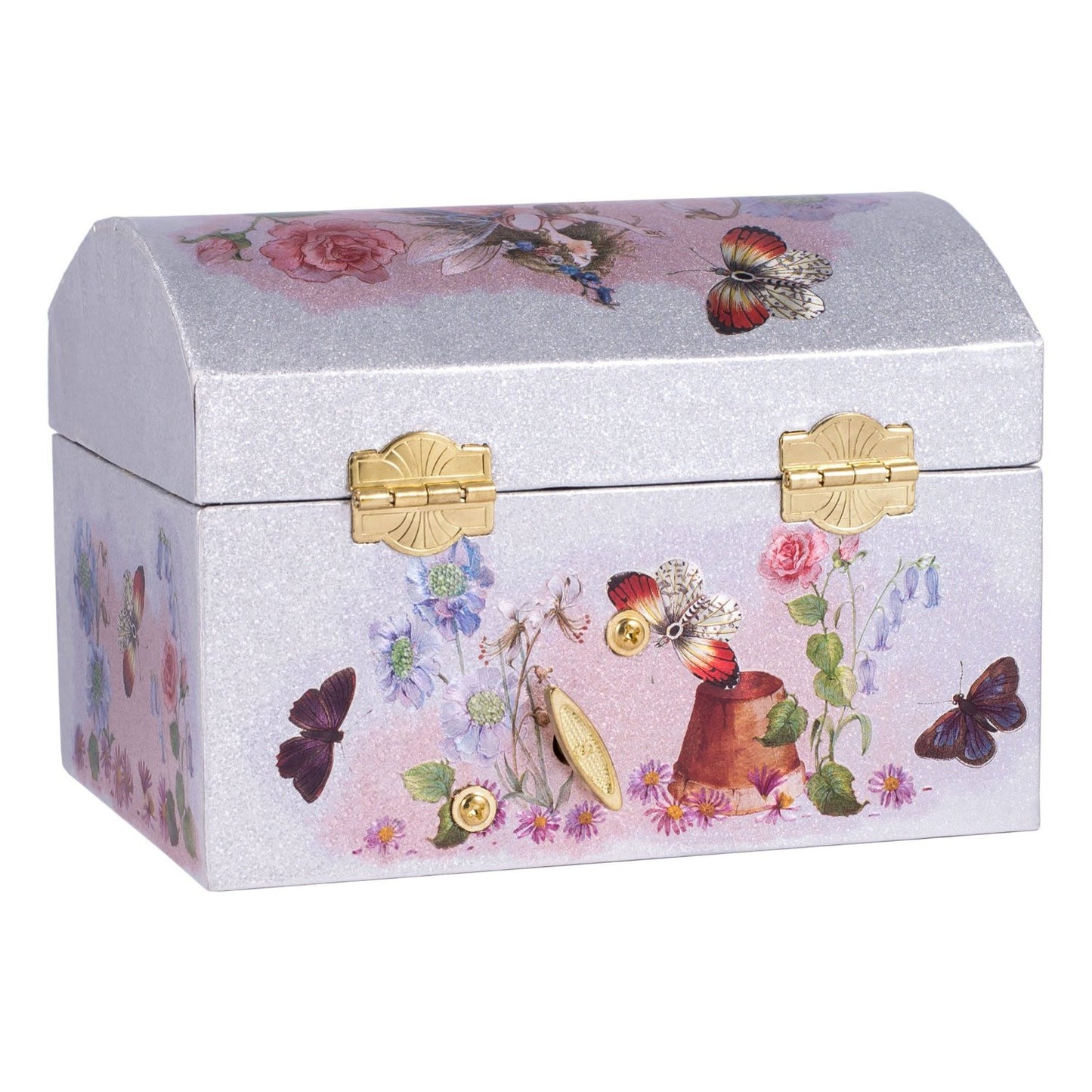 Princess Fairy Musical Jewelry Box, Silver & Pink