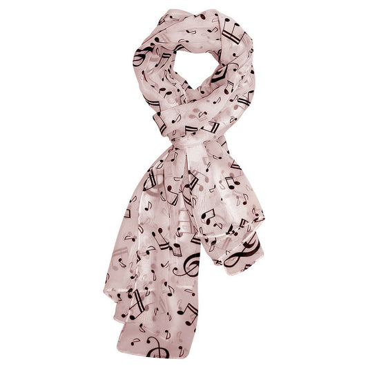Scarf with Music Notes, Blush Pink
