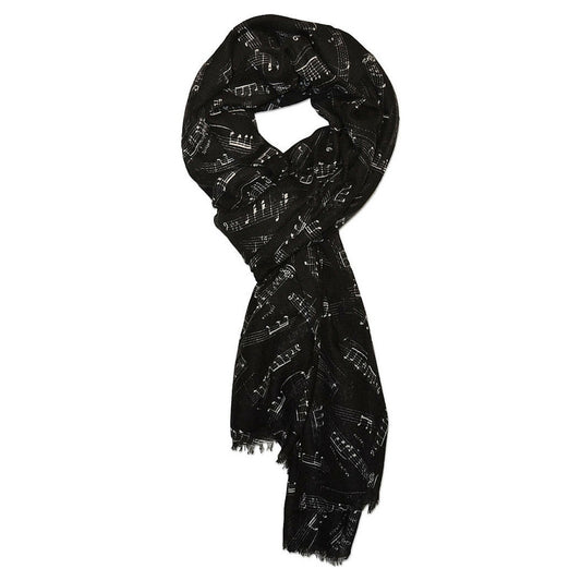 Scarf with Music Staff, Black