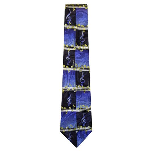 Neck Tie, Blue & Gold Treble Clefs