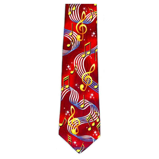 Neck Tie, Red Treble Clefs and Music Staff