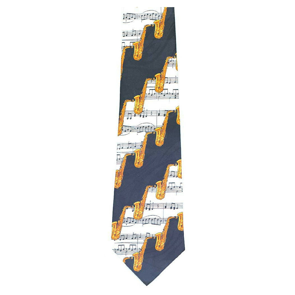 Neck Tie, Diagonal Striped Saxophone