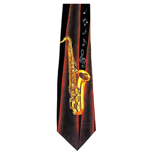 Neck Tie, Saxophone with Red Backdrop