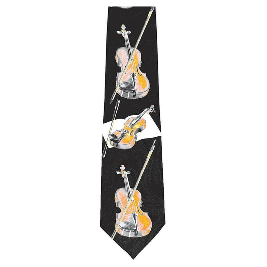 Neck Tie, Violins & Bows, Black