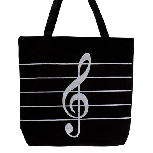 Tote Bag, Canvas, Treble Clef and Staff Lines