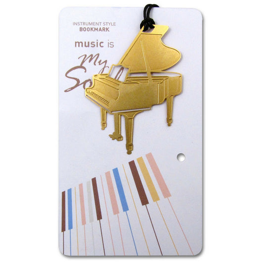 Metallic Gold Bookmark, Grand Piano