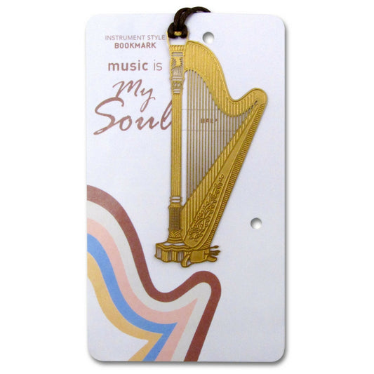 Metallic Gold Bookmark, Harp