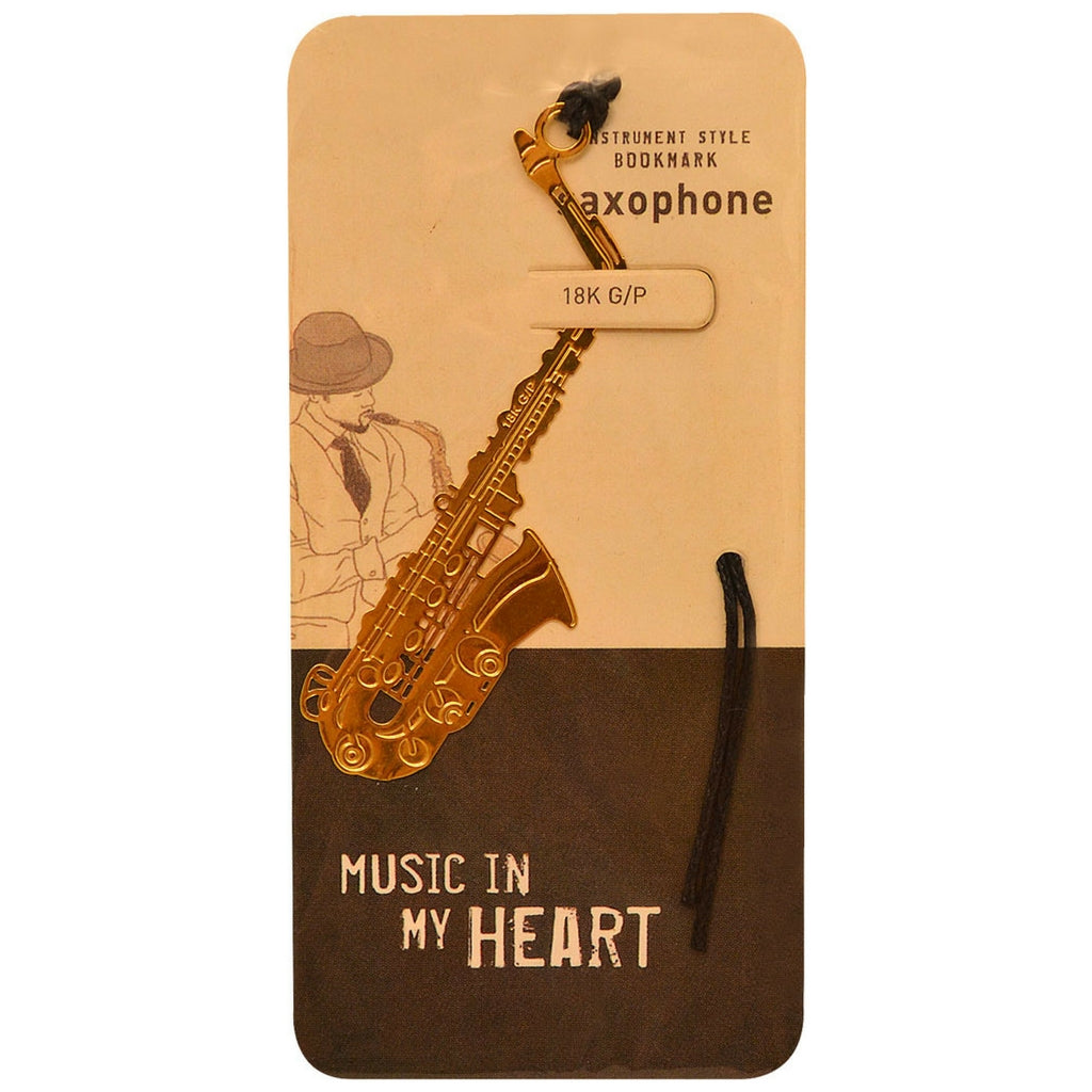 Metallic Gold Bookmark, Saxophone
