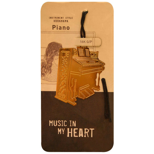 Metallic Gold Bookmark, Upright Piano