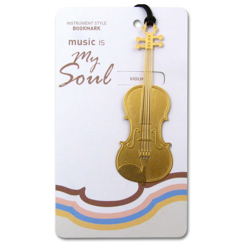 Metallic Gold Bookmark, Violin