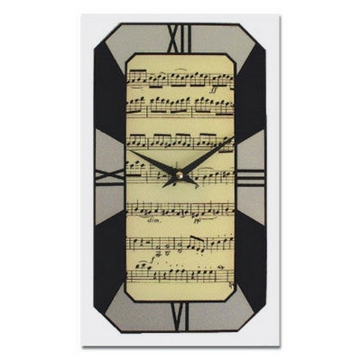Wall Clock, Art Deco Music - Black