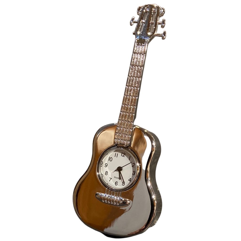 Desk Clock, Acoustic Guitar, Silver